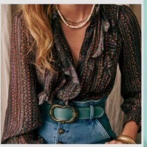 Sezane Celine Autumn Print Blouse
